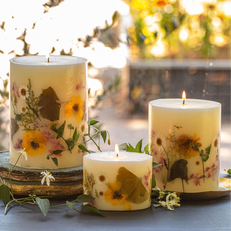 Rosy Rings Round Botanical Small Lemon Blossom & Lychee Candle 5.5" H - 120 Hour Burn Time, Lychee Aromatherapy Candles, Luxury Candles, Long Lasting Candles - Image 2